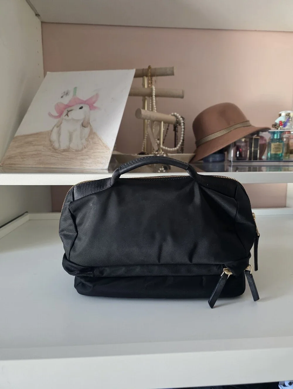 Tumi Voyageur Selma Cosmetic Case Toiletry Bag in black gold